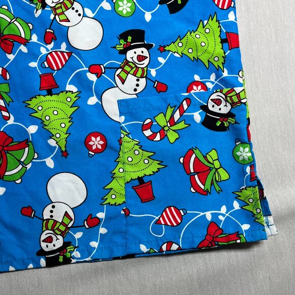 Serene Uniforms Women's Scrubs Top Snowman Christmas Tree Winter V-Neck Size 2X - Picture 4 of 9